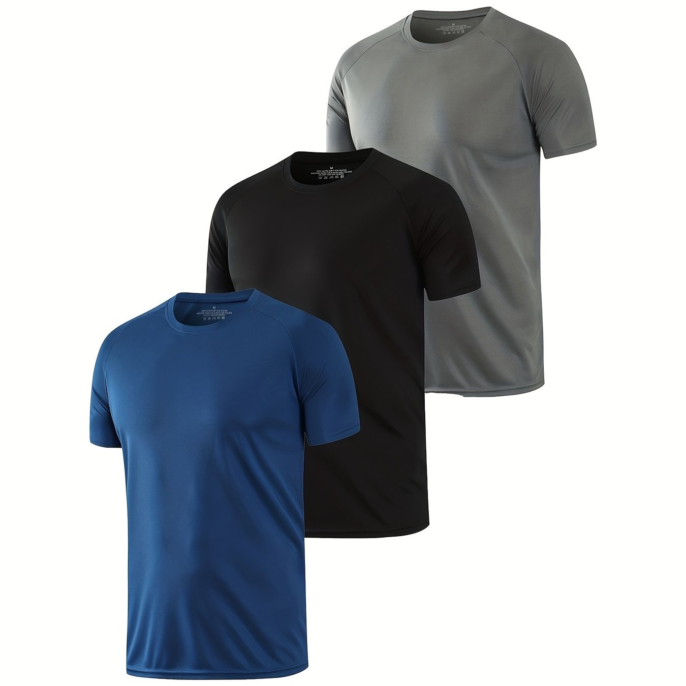 HOPLYNN 3 Pack Men's Mesh Workout Shirts, Quick Dry Athletic T Shirt