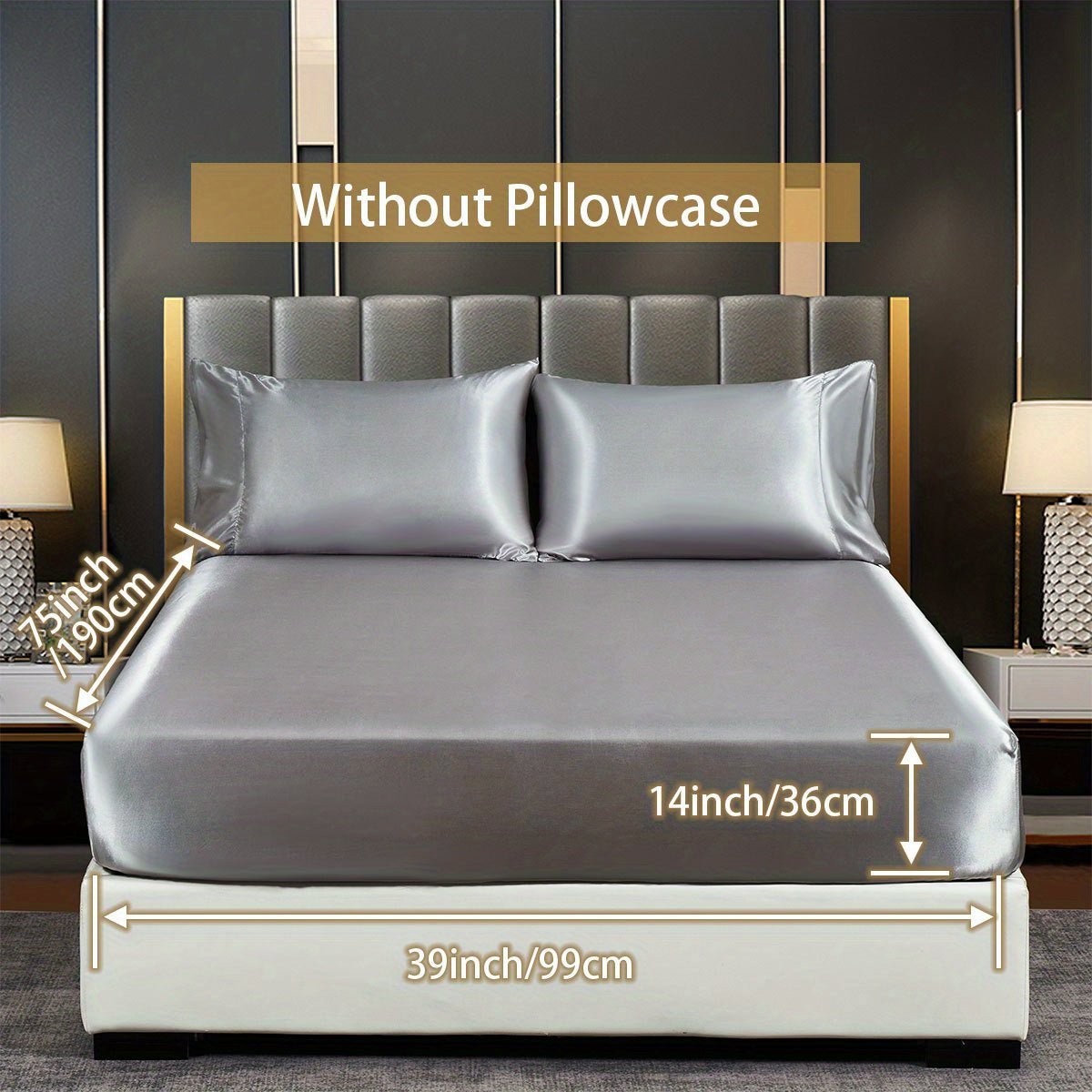Soft Silky Satin Fitted Sheet for Bedroom, No Pillowcase