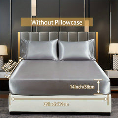 Soft Silky Satin Fitted Sheet for Bedroom, No Pillowcase