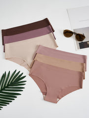 6pcs Seamless Solid Briefs Stretchy Intimates Panties Women's Lingerie
