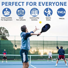 4 Ball Pickleball Racket Set with 2 Graphite Rackets and Bag
