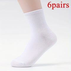 6 Pairs Cotton Mid-Calf Socks for Men and Women