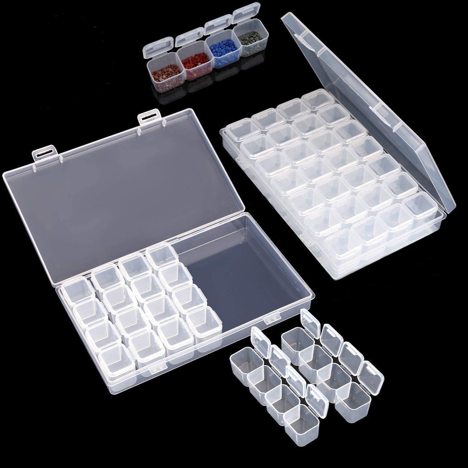 3pcs Diamond Painting Embroidery Box 28 Grids Plastic Storage Containers