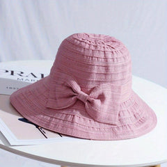 Vintage Wide Brim Bucket Hat Sunscreen Travel Beach Hats For Women