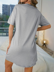 Letter Print NightDress Crew Neck Women's Sleepwear