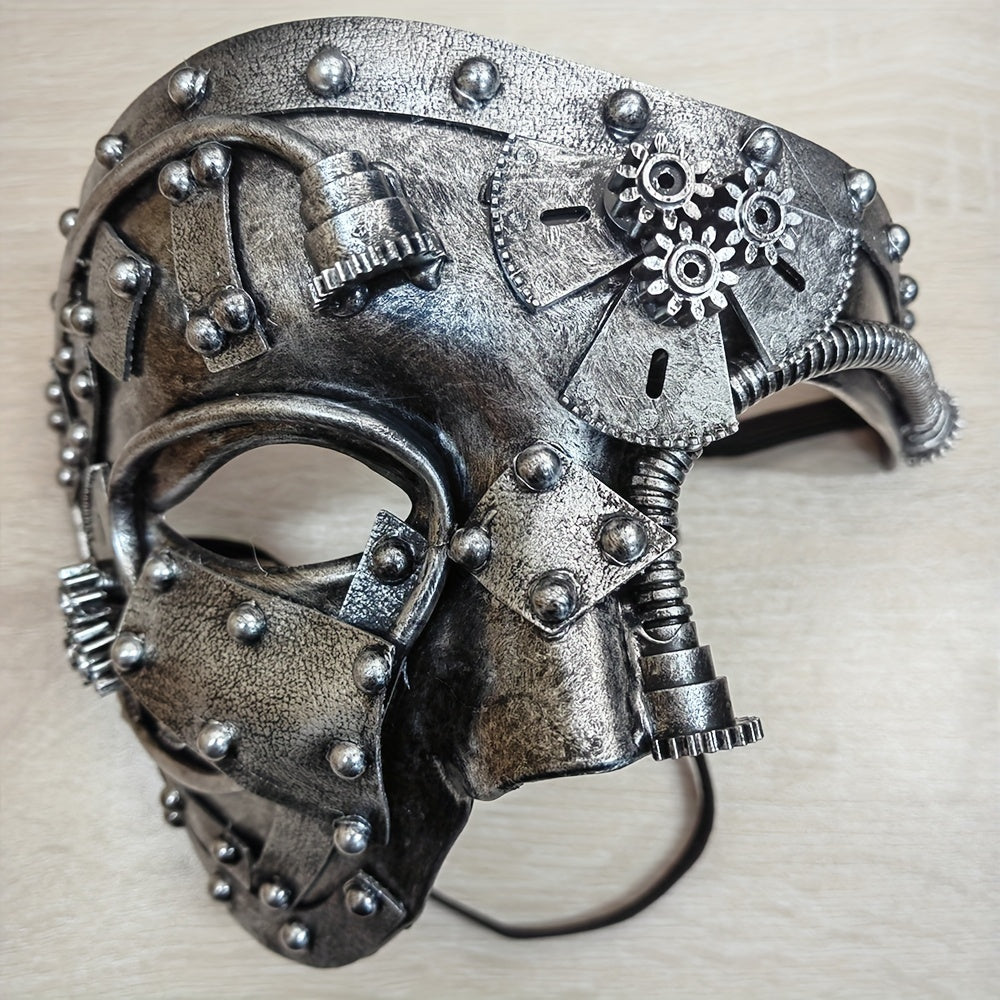 Steam Punk Mask Robot Cosplay Half Face Helmet Halloween Carnival Costume Props