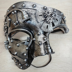 Steam Punk Mask Robot Cosplay Half Face Helmet Halloween Carnival Costume Props