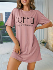 Casual Pajama Dress Short Sleeve Loose Sleepwear