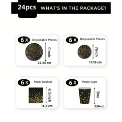 Golden Dot Disposable Cutlery Set - Perfect for Parties, Weddings, Anniv