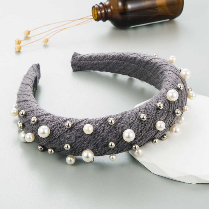Faux Pearl Beading Knitted Headband