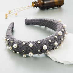 Faux Pearl Beading Knitted Headband