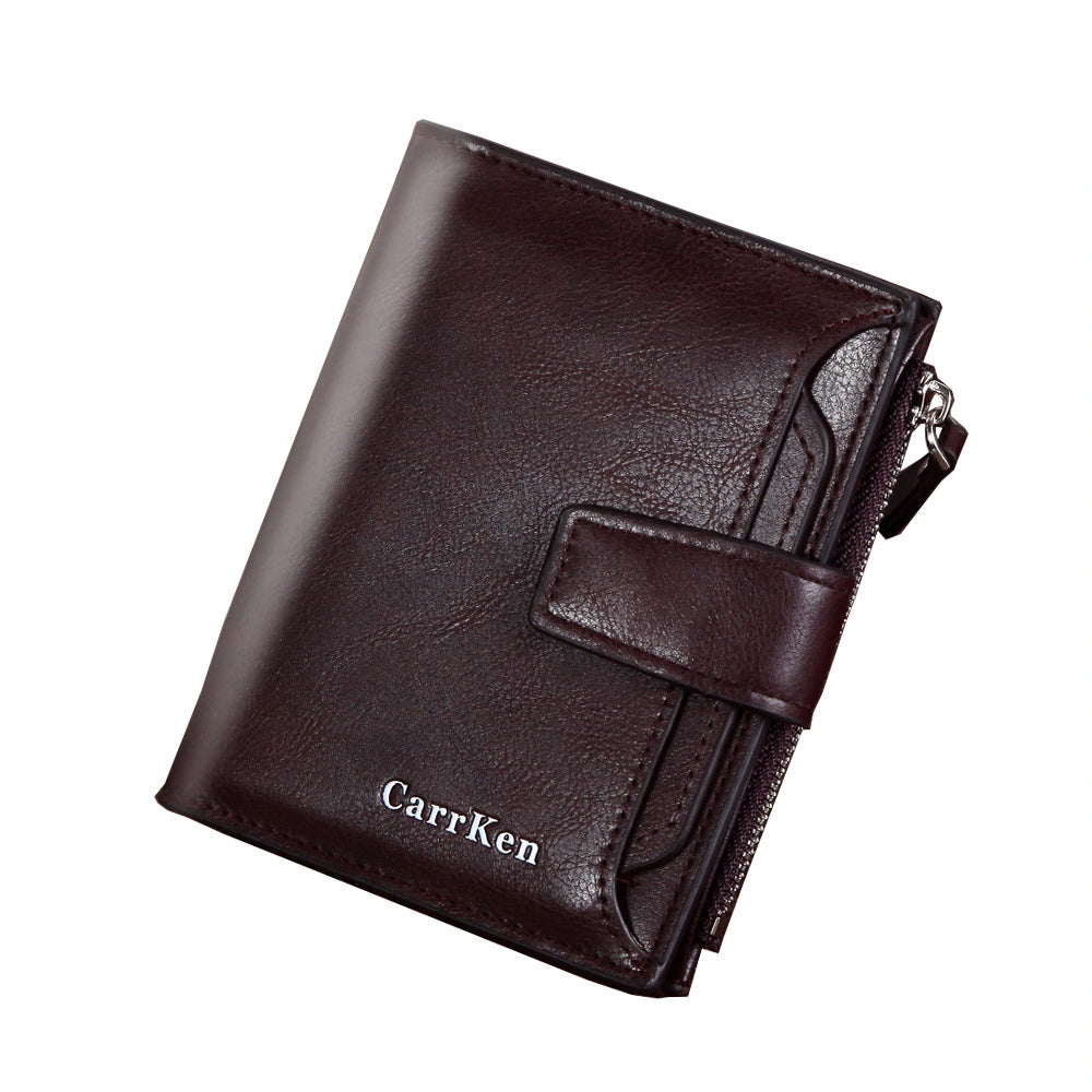 RFID Men's Leather Wallet Short Slim Money Clip