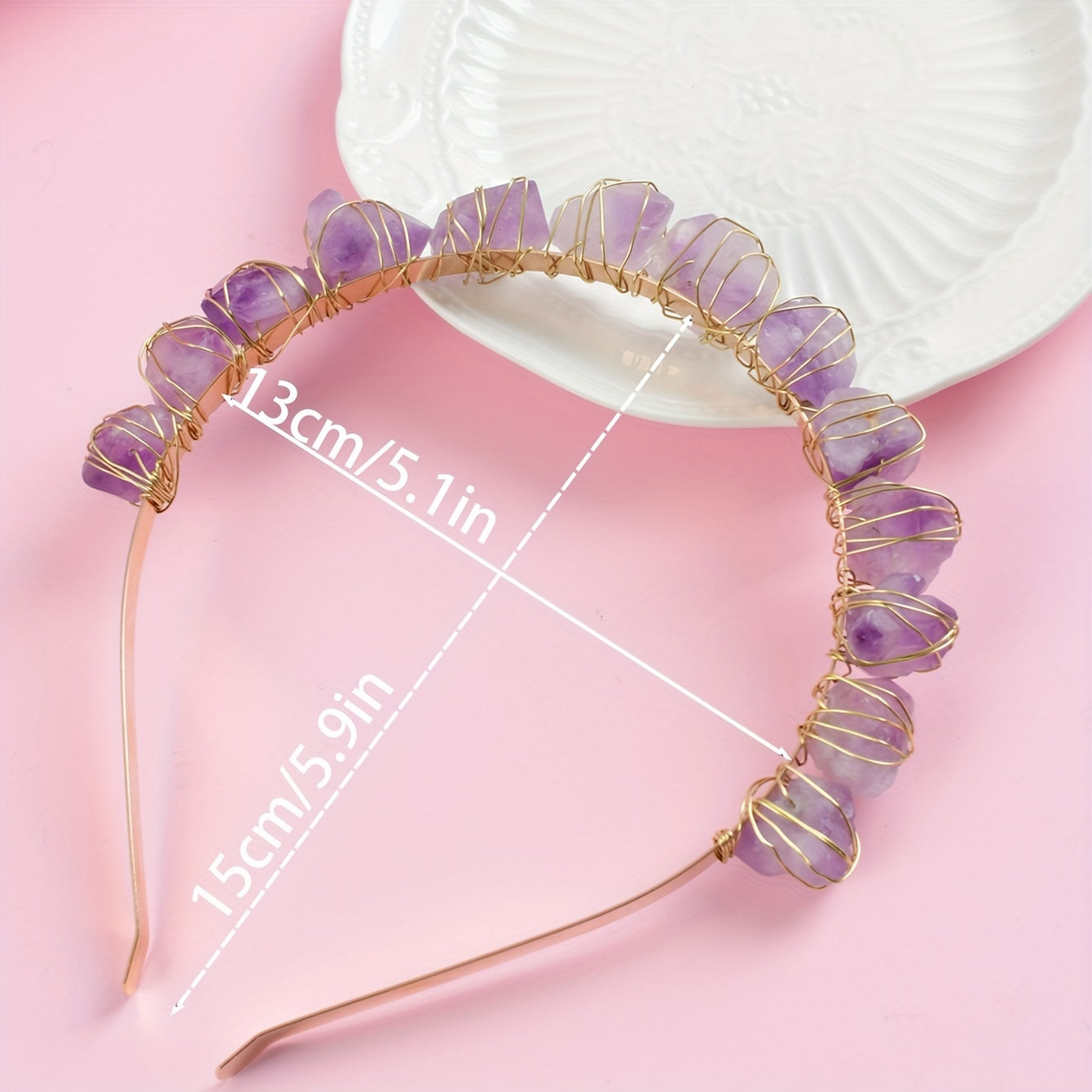 Purple Crystal Crown Hair Hoop Vintage Headband Cosplay Costume Parties
