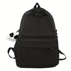 Solid Nylon Backpack for High School Students - Casual Travel Bag