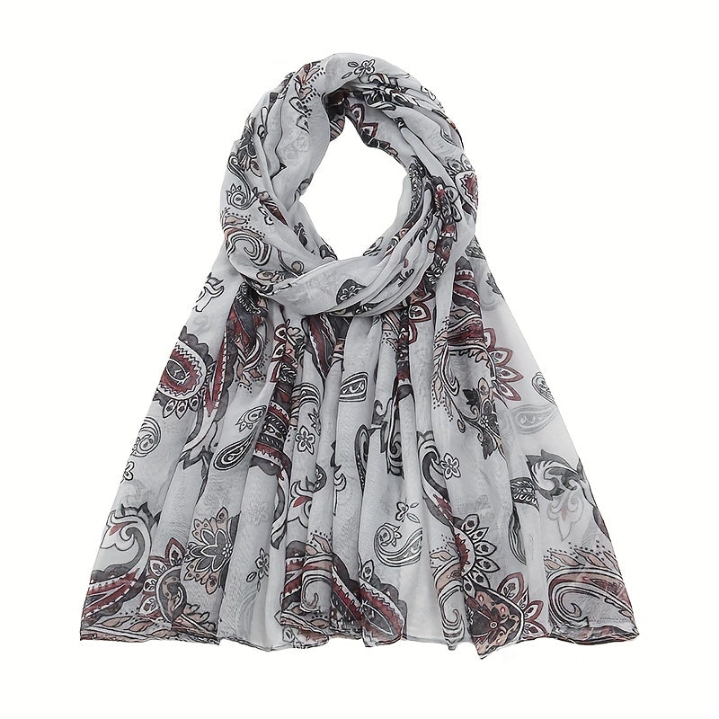 Paisley Print Voile Scarf Light Shawl Windproof Head Wrap Women