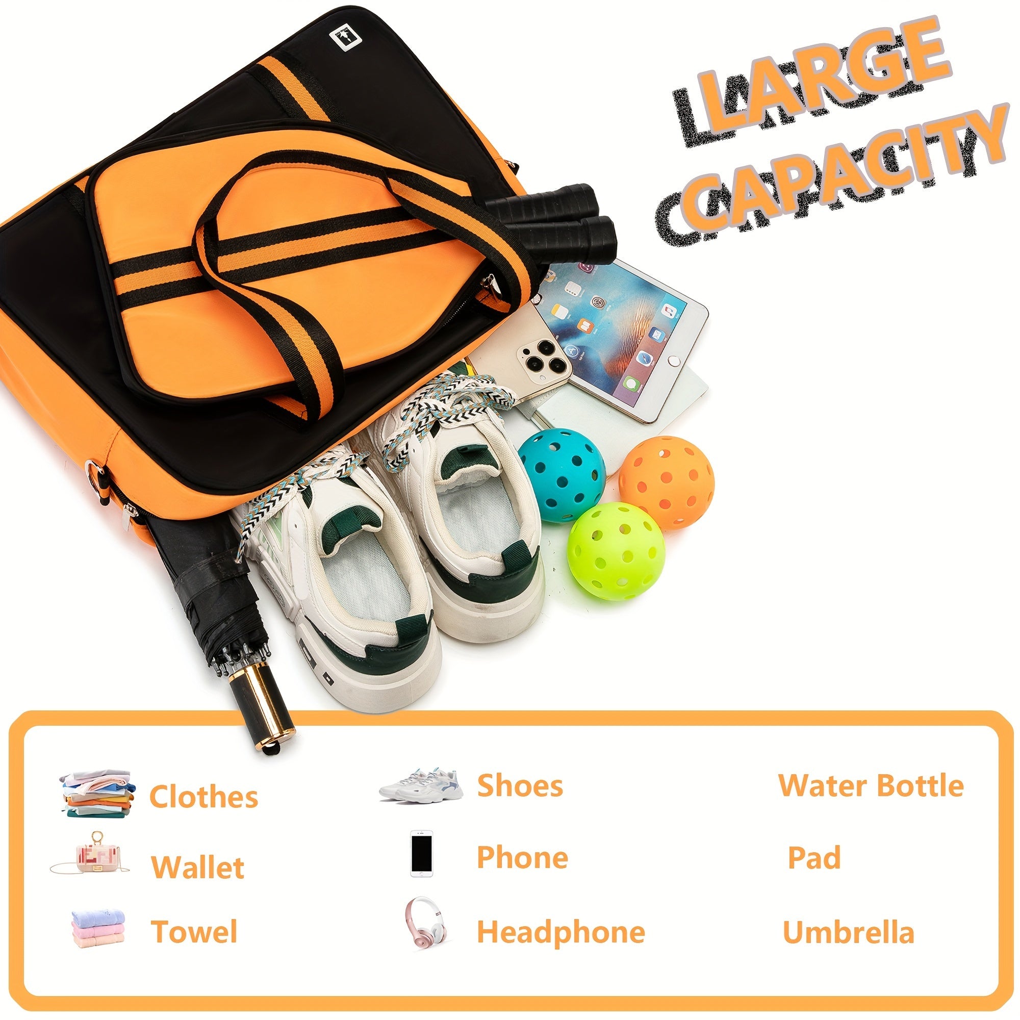 Pickleball Shoulder Bag Crossbody Bag for Rackets