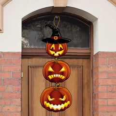 2pcs Halloween Pumpkin Paper Hanging Flag Decoration