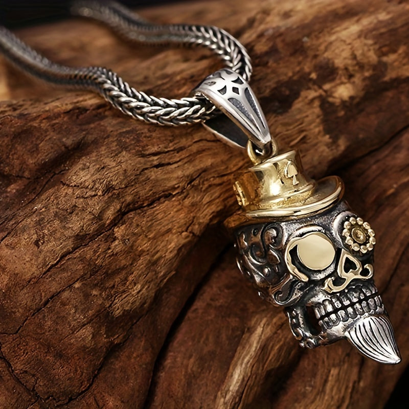 Men's Stainless Steel Skull Head Pendant Vintage Necklace