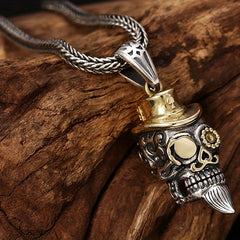Men's Stainless Steel Skull Head Pendant Vintage Necklace