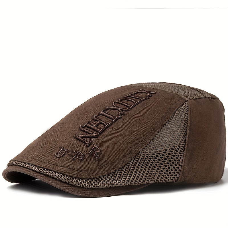 Men's Summer Beret Mesh Cap Sun Visor Flat Cap Adjustable Newsboy Cap