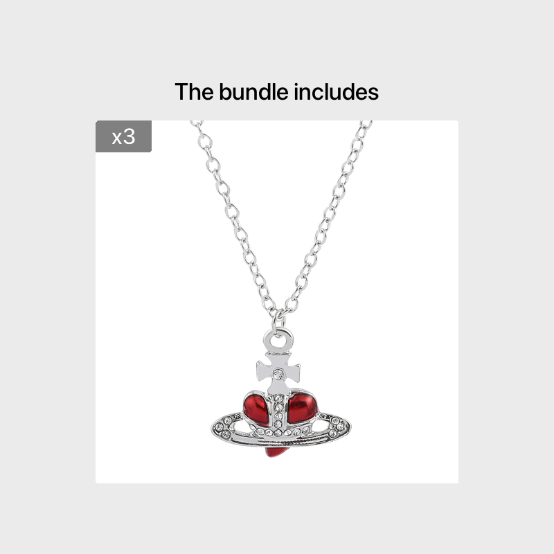 Heart Chain Necklace Rhinestone Pendant Vintage Jewelry