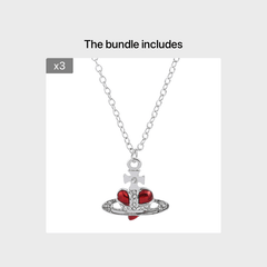 Heart Chain Necklace Rhinestone Pendant Vintage Jewelry