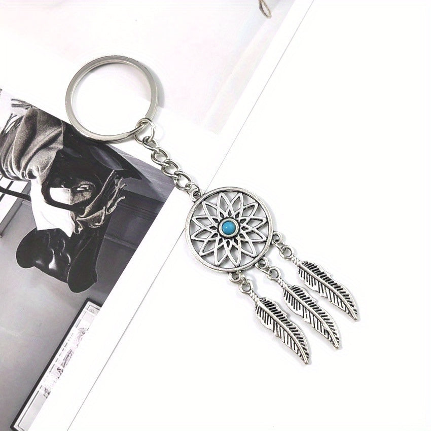 Dream Catcher Leaf Feather Tassel Keychain Jewelry