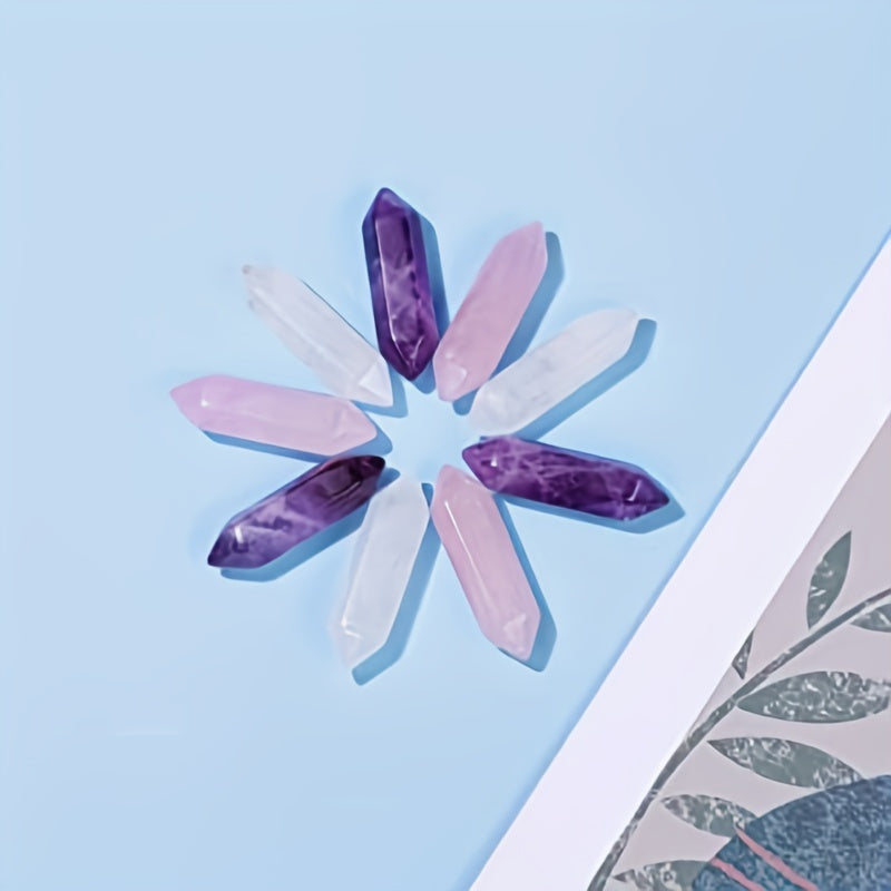 3pcs Healing Crystal Stones Set - Amethyst, Rose Quartz, Clear Quartz