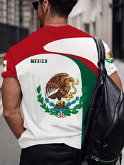 Mexico Eagle Holding Snake Print Men's Short Sleeve Novelty T shirt