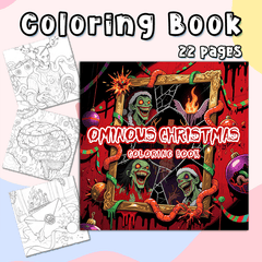 Gothic Horror Christmas Coloring Book - Dark Red Adult Activity Book