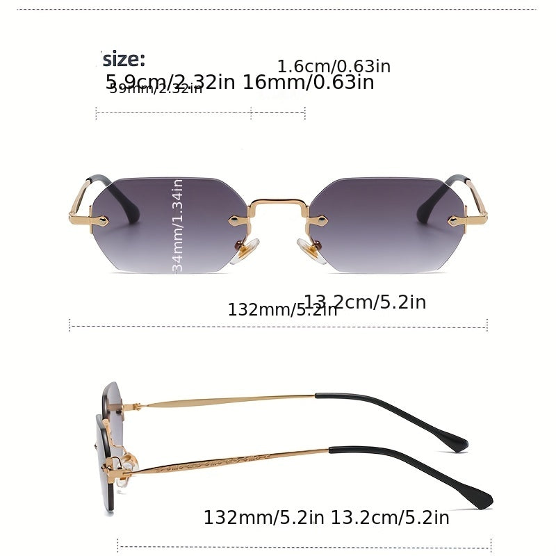 Geometric Gradient Rimless Sunglasses UV400