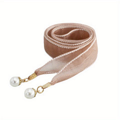 Faux Pearl Pendant Sash Belt Ribbon Bow Belts for Women