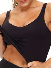  Women's Solid Round Neck Fitness Tank Top