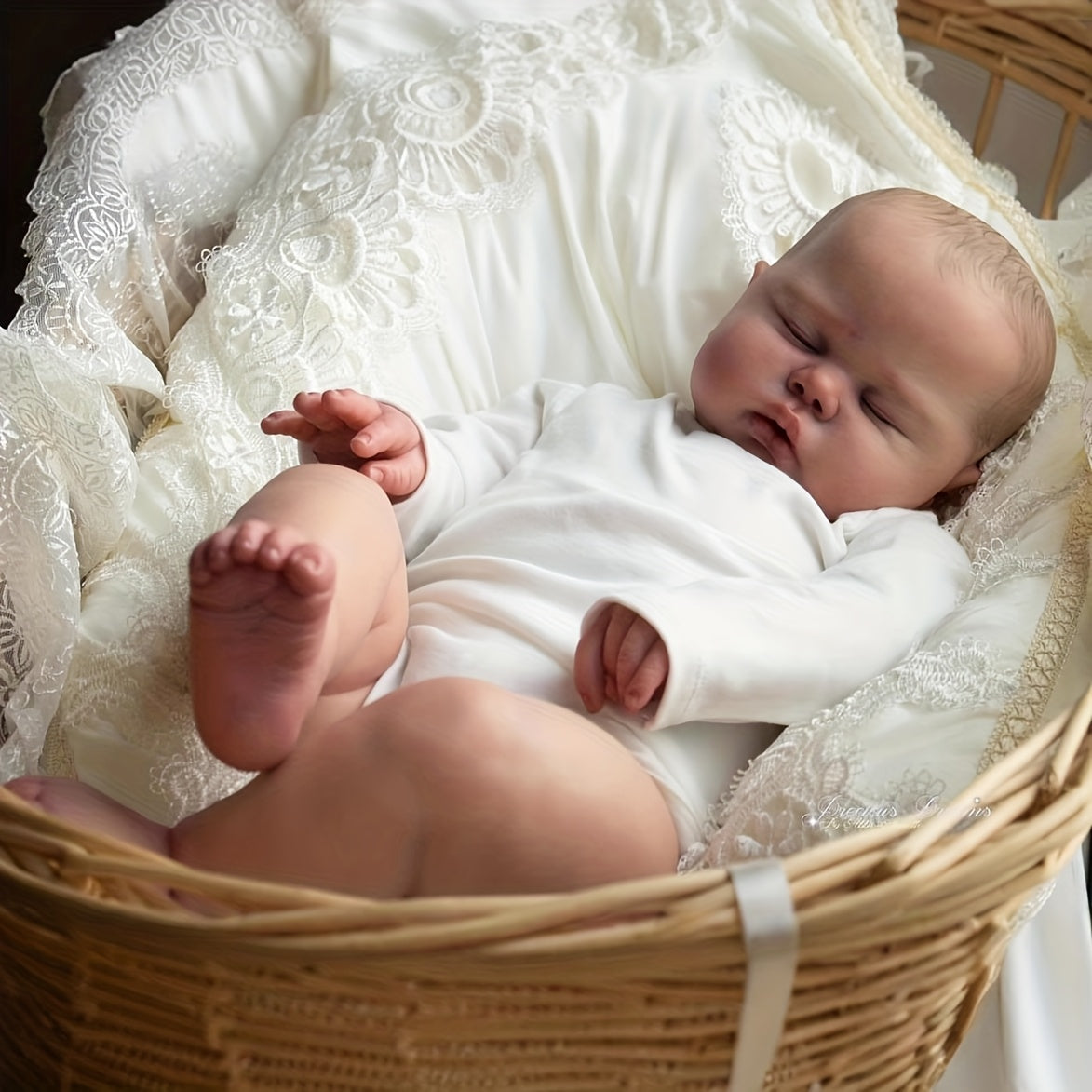 Realistic 19-Inch Vinyl Sleeping Doll with Closed Eyes