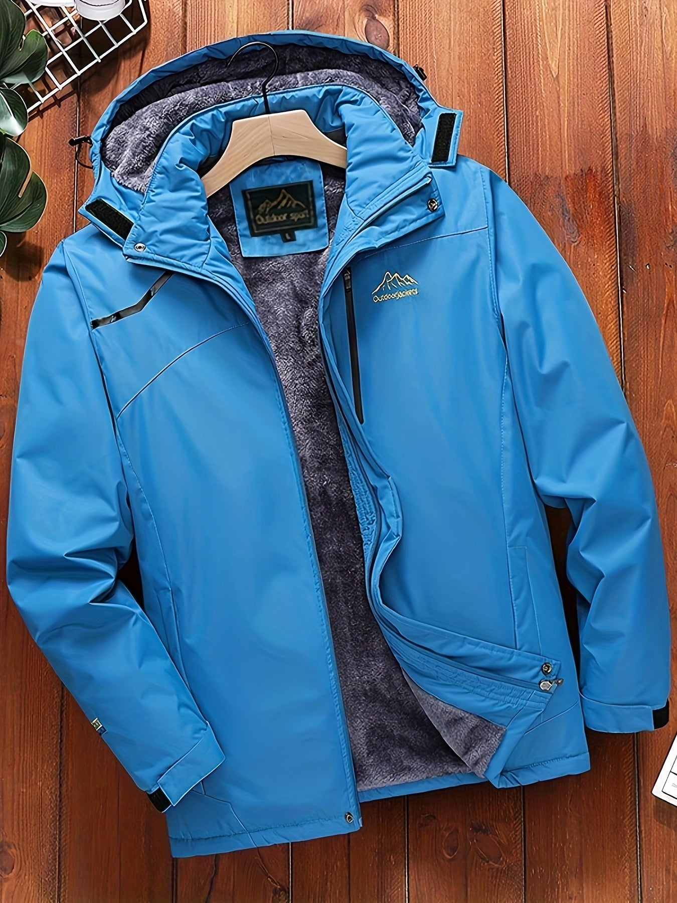 Men's Fleece Zip Up Hooded Jacket Casual Sports Trench Coat