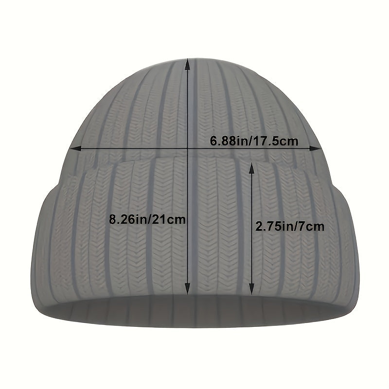 Double Y2K Beanie Unisex Hip Hop Knit Hat Letter Jacquard Warm Skull Cap