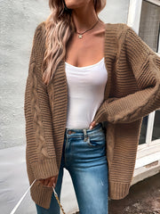  Cable Knit Cardigan Long Sleeve Open Front Sweater