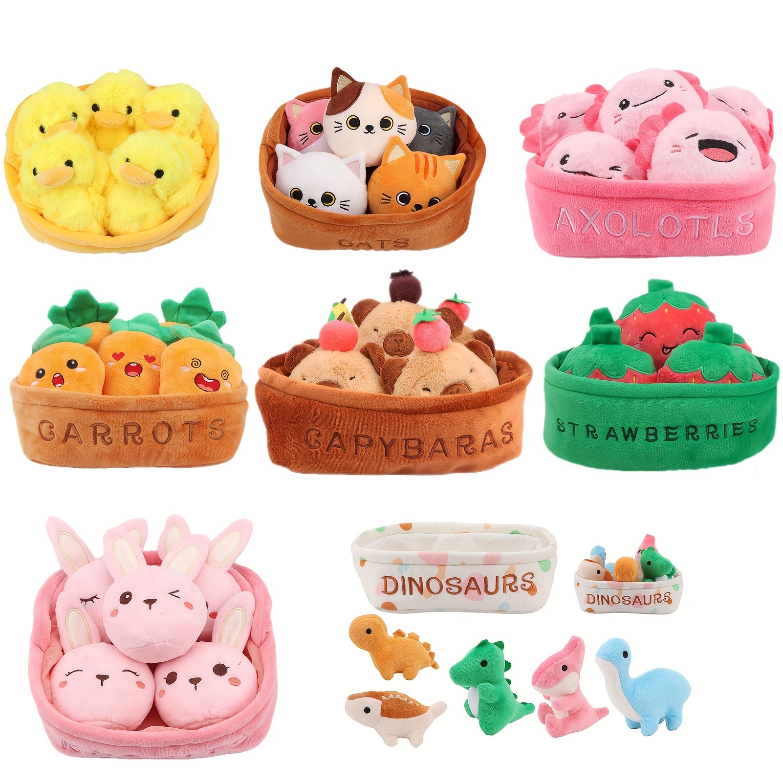 Molutian Plush Animal Basket Soft Stuffed Toys Incl...