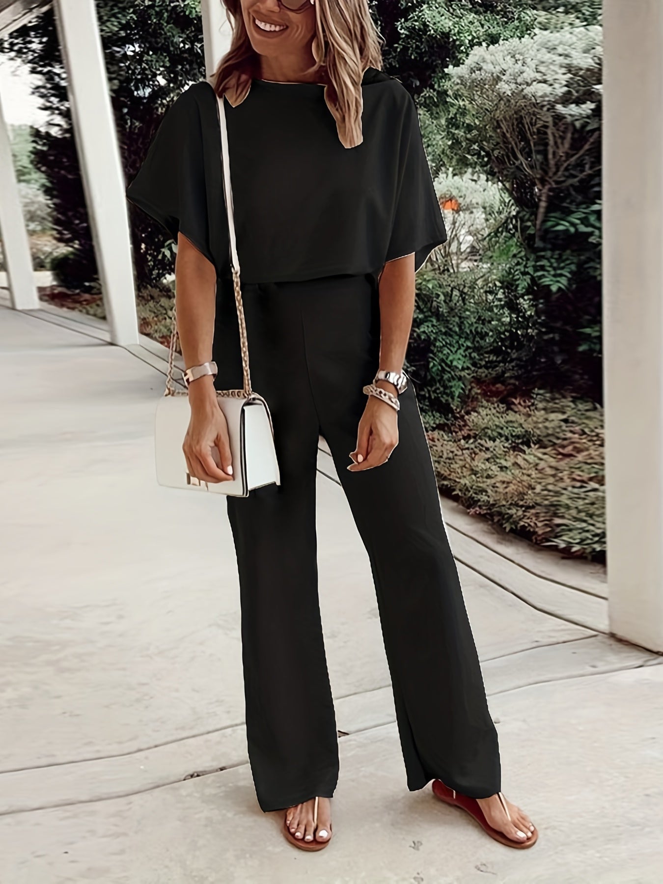  Solid Top & Pants 2 Piece Set