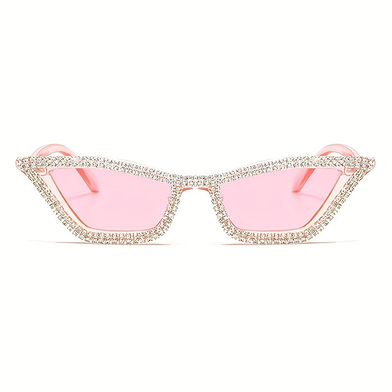 Girl's Rhinestone Inlaid Sunglasses Triangular Cat Eye Sunglasses