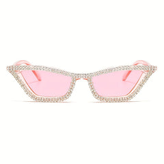 Girl's Rhinestone Inlaid Sunglasses Triangular Cat Eye Sunglasses