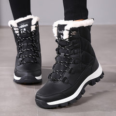 Women's Plush Lined Snow Boots Waterproof Thermal Lace Up Winter Outdoor Shoes