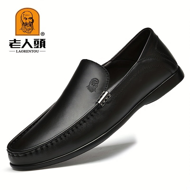 LAORENTOU Men's Leather Slip On Shoes Lightweight Non Slip Casual Shoes
