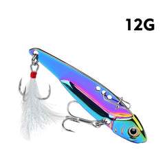 Reflective VIB Sequins Long Throw Lure with Feather Hook