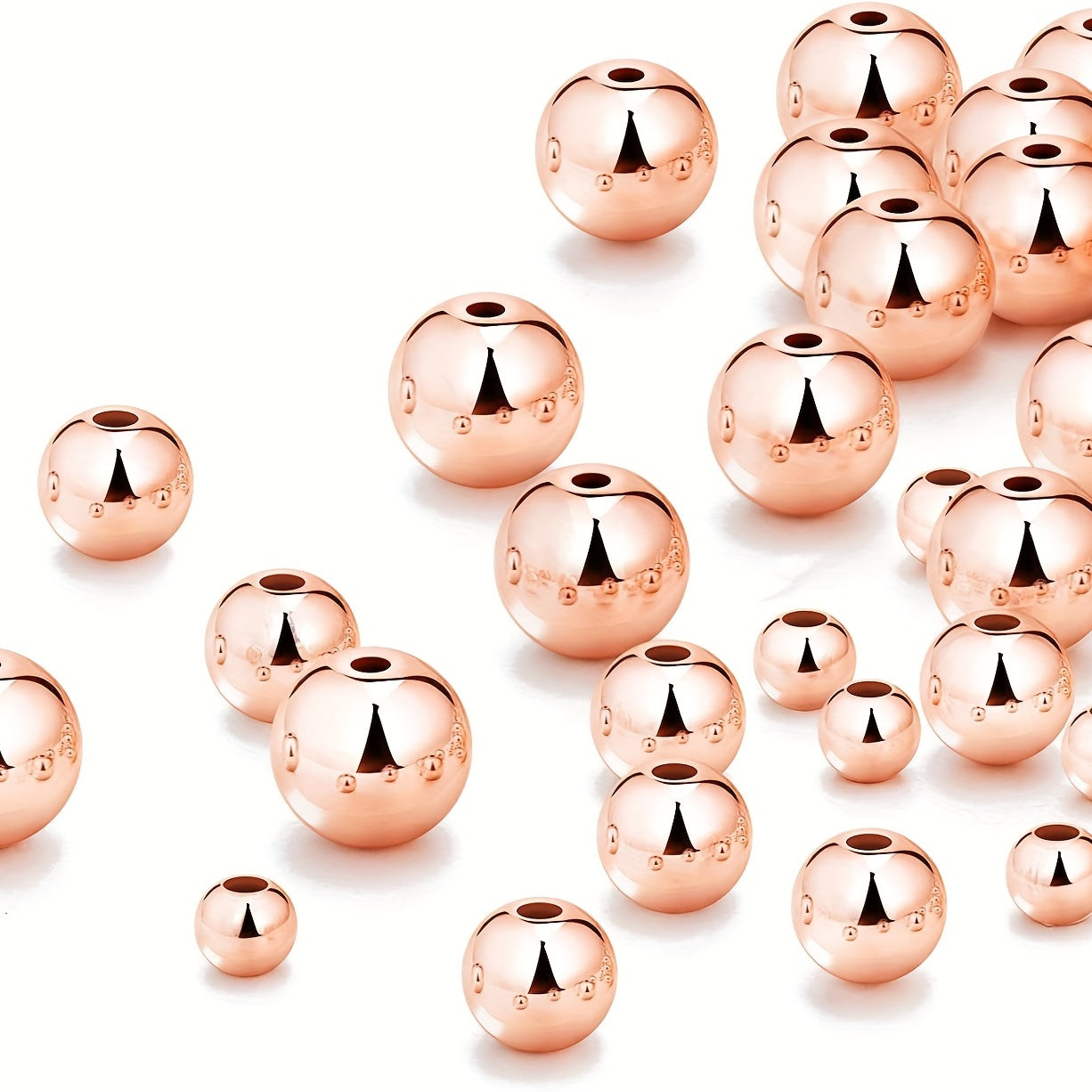 100pcs Rose Golden Round Beads Spacer Beads for DIY Bracelet Jewelry Making