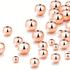 100pcs Rose Golden Round Beads Spacer Beads for DIY Bracelet Jewelry Making