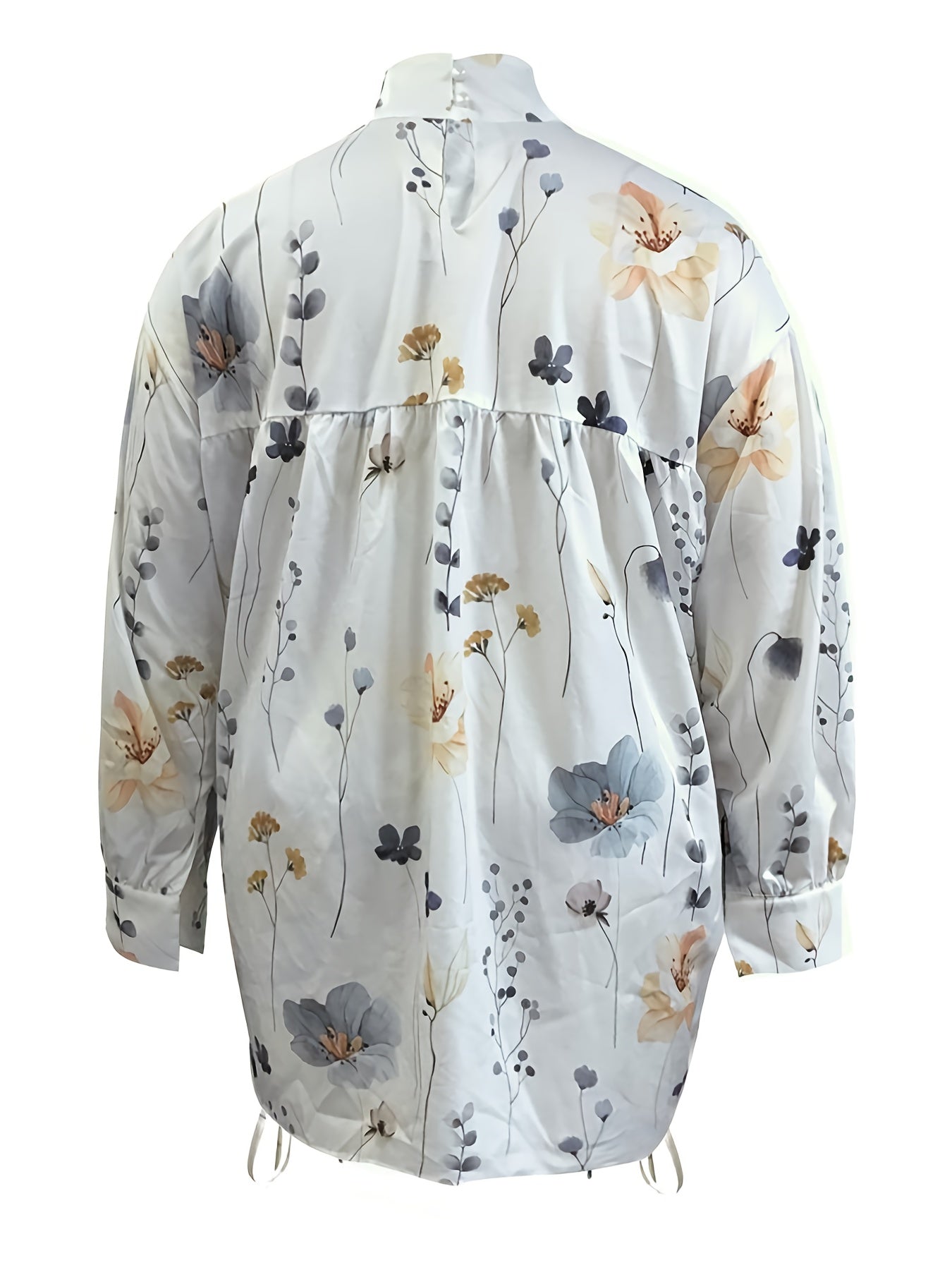Women's Plus Floral Print Ruched Front High Neck Dress