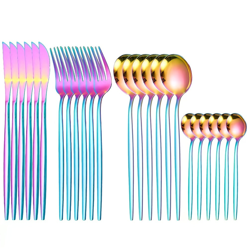 24 Pcs Stainless Steel Portuguese Tableware Set