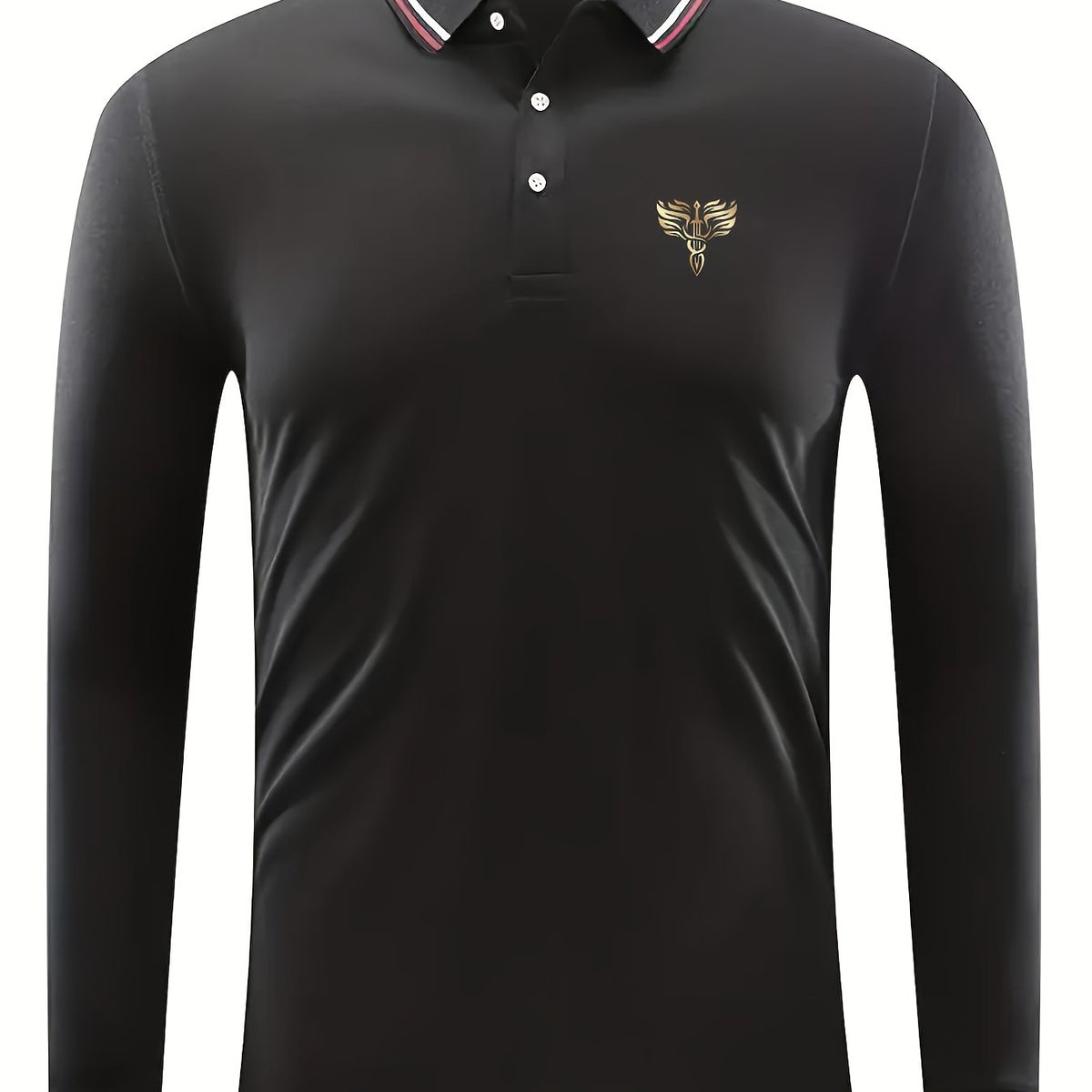Men's Sword Wings Print Long Sleeve Golf Shirt