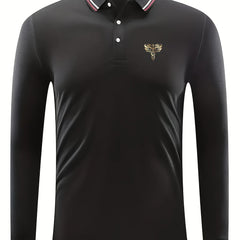 Men's Sword Wings Print Long Sleeve Golf Shirt